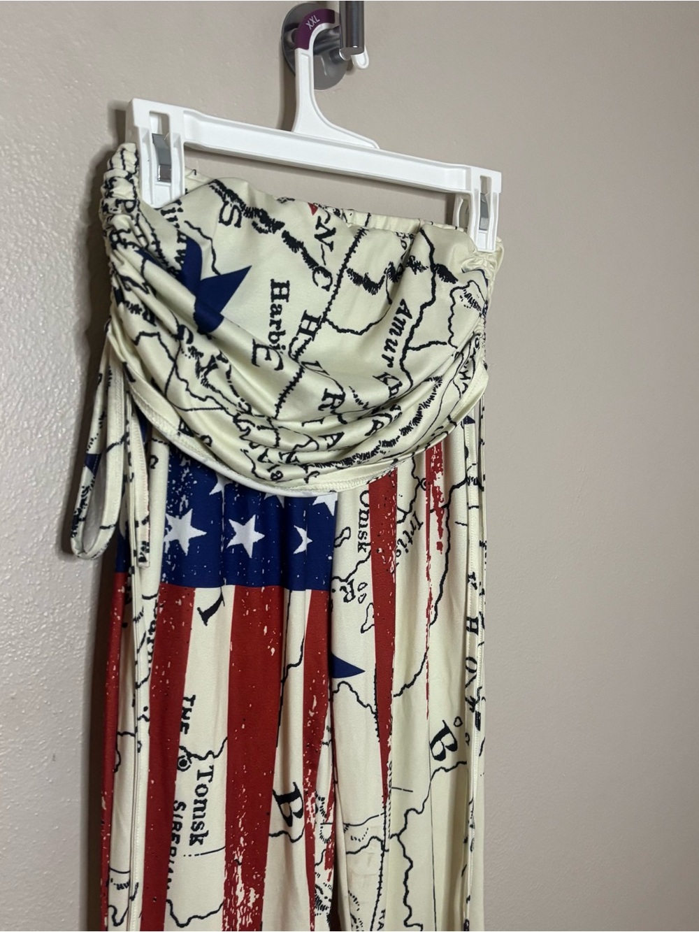 Y2K Patriotic American Flag Fold Over Flare Yoga Pants Western Rodeo Cowgirl Med - Picture 4 of 12